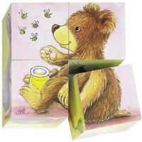 goki 57056 Würfelpuzzle Tierkinder 9 x 9 x 4,5 cm, 6 verschiedene Designs, 4 Würfel, per Stück von Goki