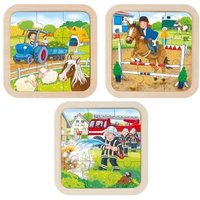 goki 57382 Einlegepuzzle Bauernhof, Feuerwehr, sortiert von Goki