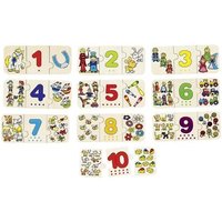 goki 57594 Puzzle Zählen und zuordnen 18 x 7,5 cm, Holz, 30 Teile von Goki