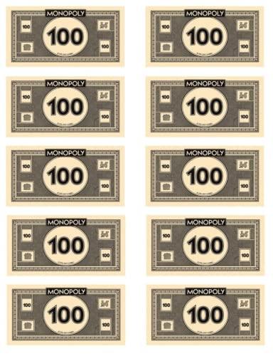 Monopoly Money 100's Top Up Pack 2024 Cash Wonga Monies One Hundred Dollar x15 Nachfüllpack Brettspiel Original offizielle Ersatzteile von Gold