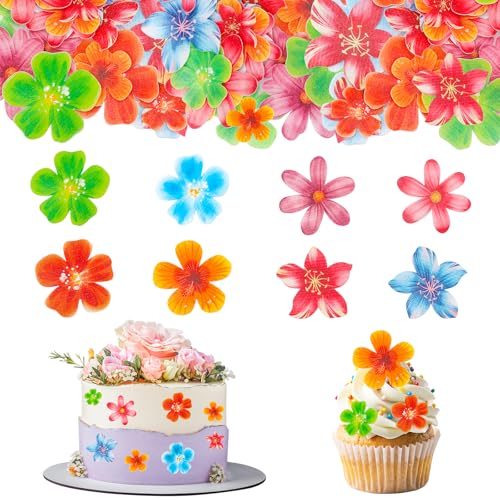 Essbare Blüten Tortendeko,38 Stk Essbare Blumen für Torte,Essbare Tortendeko Blumen Bunt,Tortendeko Blumen Essbar,Esspapier Blumen Cupcake Deko Geburtstag,Kuchen Deko Blumen Essbar für Hochzeit, Taufe von GoldRock