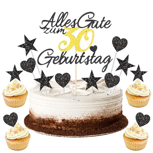 GoldRock 11 Stück Torten Deko 30 Geburtstag Mann Frau,Tortendeko Geburtstag 30,Kuchendeko 30 Geburtstag Deko,Alles Gute zum Geburtstag 30,30. Geburtstag Männer Frauen Kuchen Deko,Cake Topper 30 Jahre von GoldRock