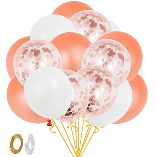 GoldRock Luftballons Rosegold Weiß,20 Stück Ballons Rosegold mit konfetti,Rosa Luftballons Geburtstag Mädchen,Luftballons Hochzeit Helium Set,Luftballon Rosegold für Hochzeitsdeko Geburtstag Babyparty von GoldRock