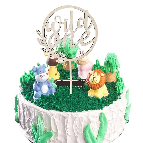 GoldRock Wild One Cake Topper 1. Geburtstag Holz, Wild One Geburtstag Deko 1 Jahr, Tortendeko 1. Geburtstag,Kuchendeko 1. Geburtstag Geschenke,Deko 1. Geburtstag Junge Mädchen,1 Geburtstag Junge Deko von GoldRock