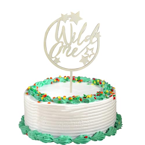 Stern Wild One Cake Topper 1. Geburtstag Holz,Wild One Geburtstag Deko 1 Jahr,Tortendeko 1. Geburtstag,Kuchendeko 1. Geburtstag Geschenke,Deko 1. Geburtstag Junge Mädchen,1 Geburtstag Junge Deko von GoldRock