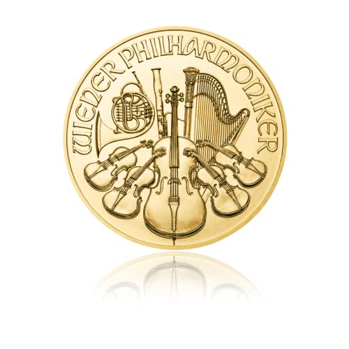Goldbarren 1/10 Unze Wiener Philharmoniker Goldmünze 2022, incl. Samtbeutel und Glückwunschkarte, Neuware, Gold, Feingold von Goldbarren