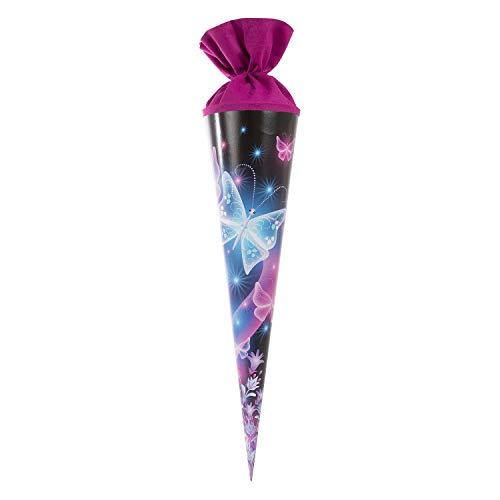 goldbuch 97062 Schultüte 70 cm, Zuckertüte mit Schmetterling Motiv, Geschenktüte aus Lackkarton, Geschenkverpackung zur Einschulung und Schulanfang von goldbuch