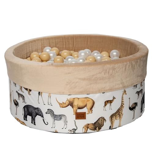 GoldenGroup Baby Forest Friends 90x40 cm Bällebad - Spielzeug - Bällebad aus Samt - Rundes Bällebad aus Schaumstoff - Zoo Ball Pool von GoldenGroup