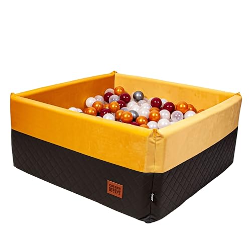 GoldenGroup Bällebad Baby 120x120 cm - Spielzeug - Ball Pool - Indoor Spielplatz - Quadratische Bällebad Schaumstoff - Bällebad Kinder - Bällebad ohne Bälle - Gelb/Graphit von GoldenGroup