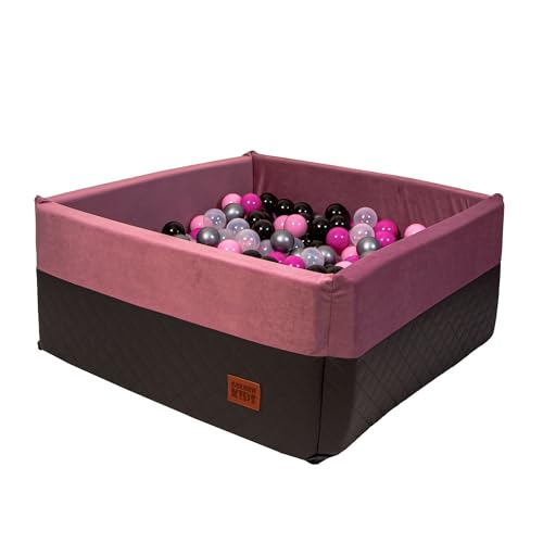 GoldenGroup Bällebad Baby 120x120 cm - Spielzeug - Ball Pool - Indoor Spielplatz - Quadratische Bällebad Schaumstoff - Bällebad Kinder - Bällebad ohne Bälle - Rosa/Graphit von GoldenGroup