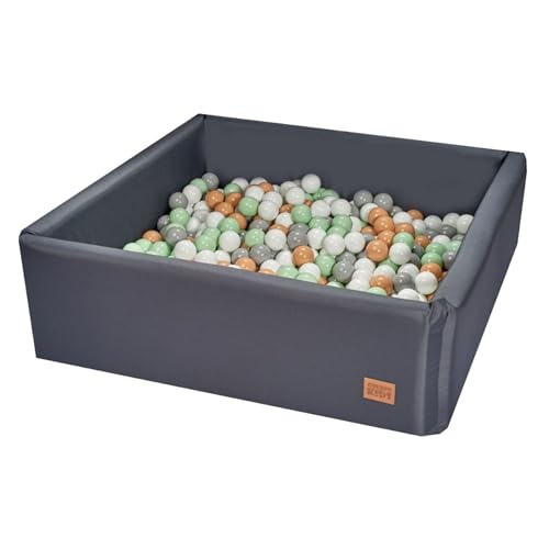 GoldenGroup Bällebad Baby 150x150 cm - Sensorik Spielzeug - Ball Pool - Indoor Spielplatz - Quadratische Bällebad Schaumstoff - Bällebad Kinder - Bällebad ohne Bälle - Graphit von GoldenGroup