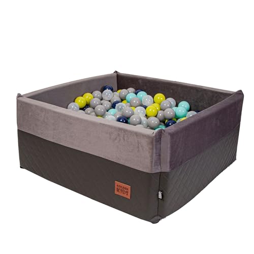 GoldenGroup Bällebad Baby 90x90cm - Spielzeug - Ball Pool - Indoor Spielplatz - Quadratische Bällebad Schaumstoff - Bällebad Kinder - Bällebad ohne Bälle - Grau/Graphit von GoldenGroup