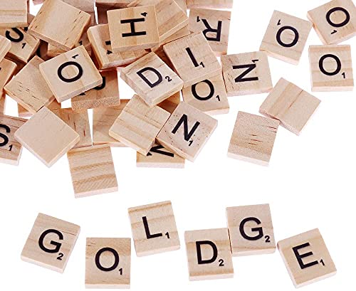 GOLDGE 100 Stück Scrabble Buchstaben Holz Buchstabe Fliesen zum Spielen, Lesen für Vorschule Kinder Bildung,DIY Handwerk Dekoration von GOLDGE