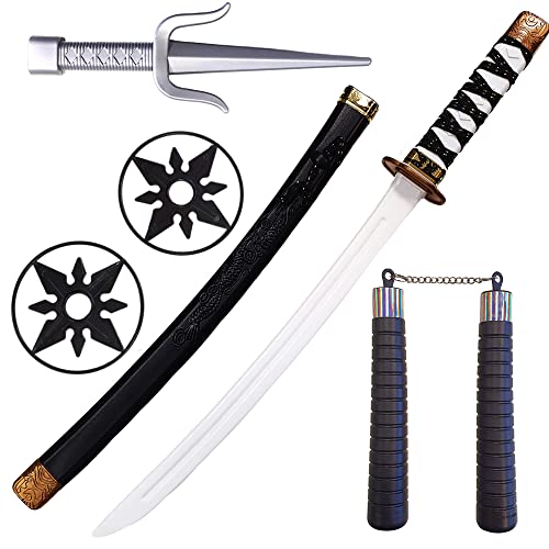 Goldschmidt Kostüme Ninja Waffen Set 6-tlg | Schwert Schwertscheide Nunchaku Sai & Shuriken | Samurai Japan Accessoires Kinder Zubehör, Schwarz, Einheitsgröße von Goldschmidt Kostüme