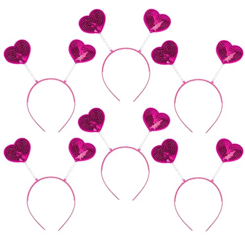 Goldschmidt JGA Set Haarreifen mit Herzchen-Fühlern | Junggesellinnen Herz Haarschmuck | Hochzeit Team Braut (6 Haarreifen pink) von Goldschmidt