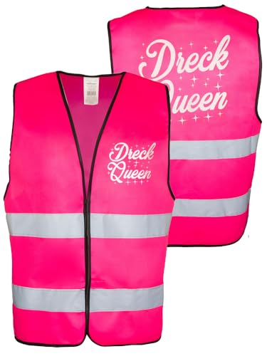 Goldschmidt Kotsüm Müllabfuhr Weste Dreck Queen lustig | Bauarbeiterin Warnweste Verkleidung für Fasching Karneval | Unisex neon pink von Goldschmidt