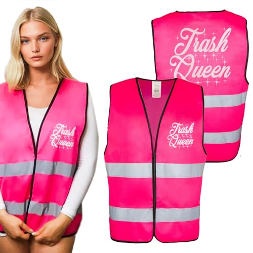 Goldschmidt Weste Trash Queen Kostüm lustig | Warnweste Verkleidung für Fasching Karneval | Unisex neon (pink, Einheitsgröße) von Goldschmidt