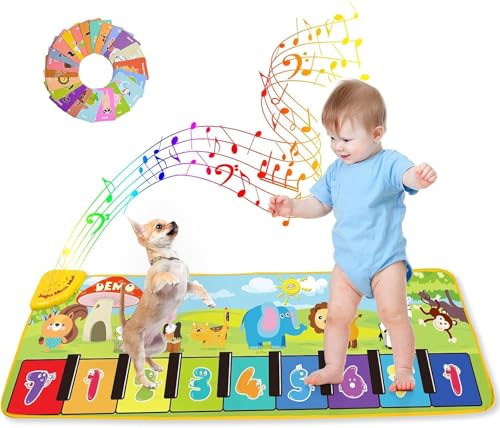 Elektronische Spielmatte für Kinder – Klavier- und Tanzmatte mit 25 Sounds, 13 Lernkarten, faltbar & rutschfest, ab 3 Jahren (Zoo, 1, 130 cm) von Goldstern tech