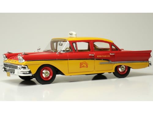 Goldvarg Collection 1958 Custom 300 Taxi Cab Kind Taxi Co. Rot und Gelb mit gelber Innenausstattung Limited Edition auf 200 Stück Weltweit 1/43 Modellauto GC-087 von Goldvarg Collection