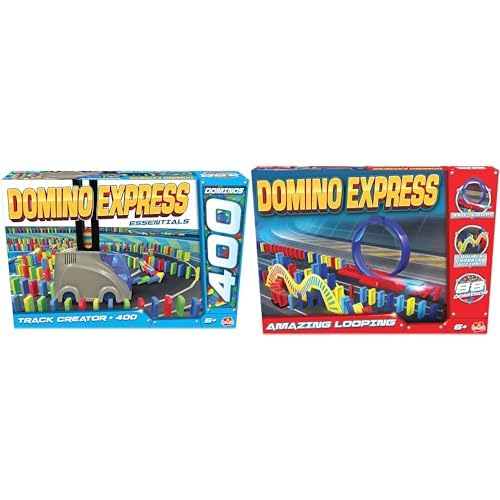 Crazy Race – Set mit 2 Spielen: Domino Express Track Creator + Amazing Looping – Konstruktionsspiel – Domino-Rennen – Werden Sie der König der Kaskade – Zum Spielen allein, mit Familie oder Freunden von Goliath Toys