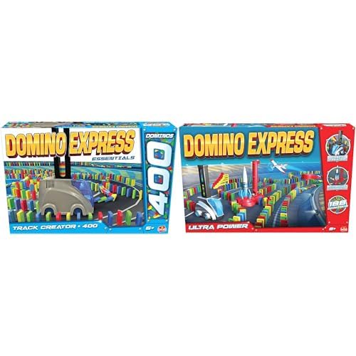 Crazy Race – Set mit 2 Spielen: Domino Express Track Creator + Ultra Power – Konstruktionsspiel – Domino-Rennen – Werden Sie der König der Kaskade – Zum Spielen alleine, mit Familie oder Freunden – 1+ von Goliath Toys