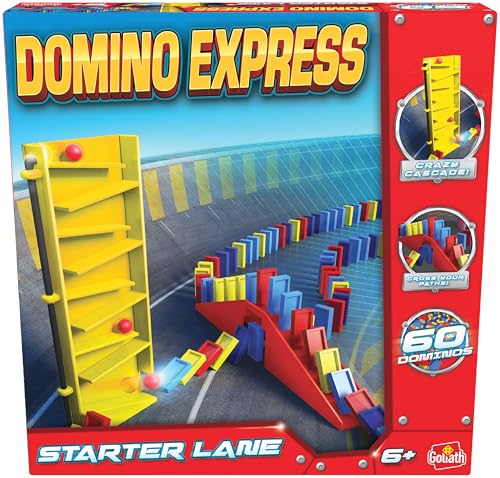 Domino Express Starter Lane, Konstruktionsspielzeug ab 6 Jahren, Domino Spiel mit Dominosteinen für Kinder, Geeignet als Geschenk für Jungen und Mädchen von Goliath