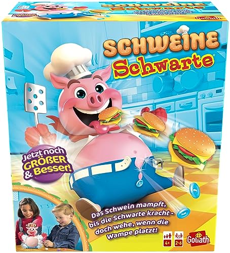 Goliath Schweine Schwarte - Lustiges Kinder-Brettspiel ab 4 Jahren, Füttere den Schweinchen und vermeide das Bauchplatzen, Gesellschaftsspiele für 2-6 Spieler, Spaß mit Freunden und Familie von Goliath