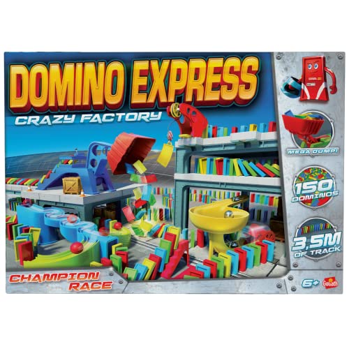 Goliath - Domino Express – Crazy Factory – Bauspiel – Domino-Fabrik – 3,5 m Lange Strecke – zum Spielen allein, mit der Familie oder mit Freunden – ab 6 Jahren von Goliath Toys