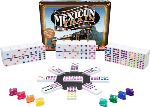 Goliath Mexican Train, Domino Spiel ab 6 Jahren, Brettspiel für 1 – 8 Spieler, Gesellschaftsspiel mit Dominosteinen von Goliath