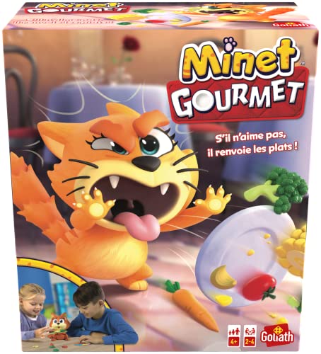 Goliath - Minet Gourmet – Gesellschaftsspiel für Kinder – Können Sie die Katze Gastronom Davon überzeugen, Gemüse zu Essen – Geschicklichkeitsspiel – zum Spielen mit Familie oder Freunden – ab 4 von Goliath Toys