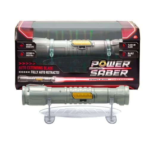 Goliath POWER SABER Rot - Laserschwert für Kinder ab 6 Jahren, Automatisch ausziehbar und einziehbar, Realistisches Laserspielzeug, Intergalaktischer Kampf, 30cm/ ausgezogen 90cm, Box Fenster von Goliath