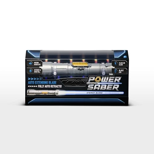 Goliath Power Saber Energy Blade blau – Laserschwert für Kinder ab 6 Jahren – ausziehbar 90 cm und automatisch einziehbar – Laserspielzeug mit leuchtendem und realistischem Klang – 4 AA-Batterien von Goliath Toys