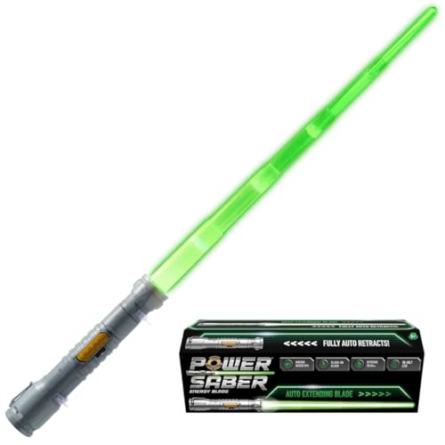 Goliath POWER SABER Farbe Grün, Schwert für Kinder ab 6 Jahren, Laserschwert in Farbe Grün für Intergalaktische Kämpfe, Automatisch Aus- und Einfahrend Spielzeug, 30 cm / 90 cm Ausgefahren von Goliath Toys