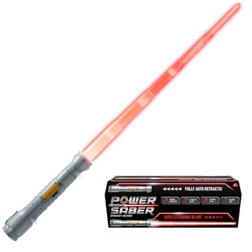 Goliath POWER SABER Farbe Rot, Schwert für Kinder ab 6 Jahren, Laserschwert in Farbe Rot für Intergalaktische Kämpfe, Automatisch Aus- und Einfahrend Spielzeug, 30 cm / 90 cm Ausgefahren von Goliath Toys