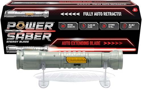 Goliath POWER SABER Farbe Rot, Schwert für Kinder ab 6 Jahren, Laserschwert in Farbe Rot für Intergalaktische Kämpfe, Automatisch Aus- und Einfahrend Spielzeug, 30 cm / 90 cm Ausgefahren von Goliath Toys