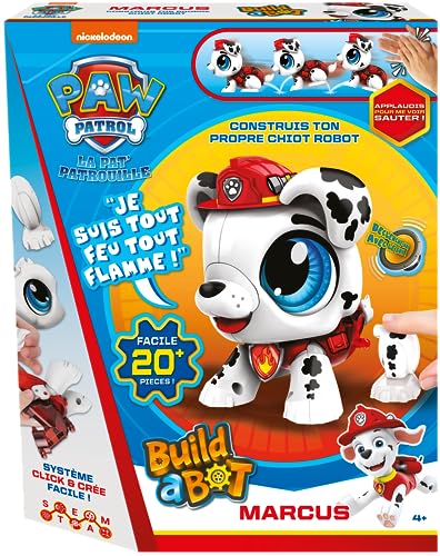 Goliath Paw Patrol – Marcus-Build A Bot – Bauspiel – Interaktives Spielzeug – Bauen Sie Ihren eigenen Roboterwelpen – für Kinder ab 4 Jahren – Klanglernen – Nicht im Lieferumfang enthalten – 20 Teile von Goliath Toys