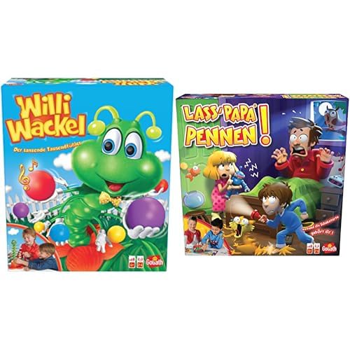 Set mit 2 Spielen: WILLI WACKEL + Lass Papa Pennen – Brett-, Action-, Geschicklichkeits- und Geschwindigkeitsspiele für Kinder – Neues Spieleset – Spielen mit Familie oder Freunden – 2+ Spieler – 4+ von Goliath Toys