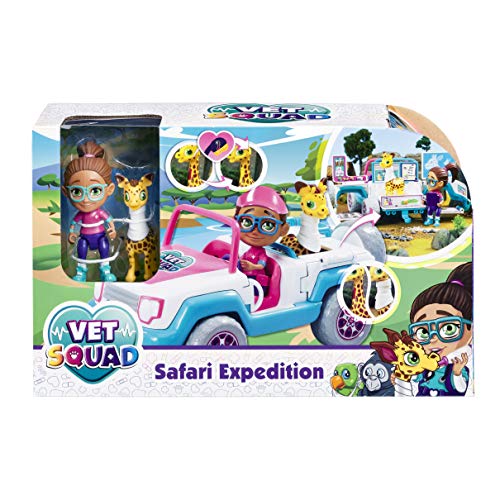 Vet Squad 334216.104 Yara & 4x4, Safari Expedition, 7,6 cm bewegliche Tierarztfigur mit Fahrzeug, Haustier und Zubehör von Goliath Toys