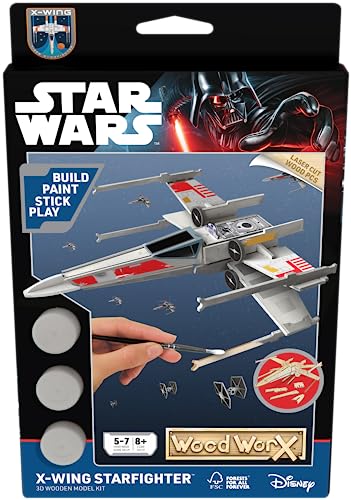 Wood Worx Star Wars X-Wing Starfighter, DIY-Bastelset ab 5 Jahren, Bastelset aus FSC-zertifiziertem Holz für Kinder von Goliath Toys