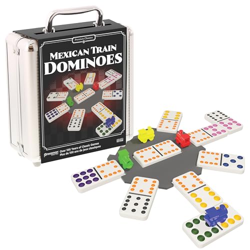 Goliath - Mexican Train Dominoes, Metall Tin, Domino Spiel für Kinder ab 6 Jahren, Brettspiel für 2 bis 10 Spieler, Strategisches Brettspiel Goliath - Mexican Train Dominoes, Metall Tin, Domino Spiel für Kinder ab 6 Jahren, Brettspiel für 2 bis 10 Spieler, Strategisches Brettspiel von Goliath