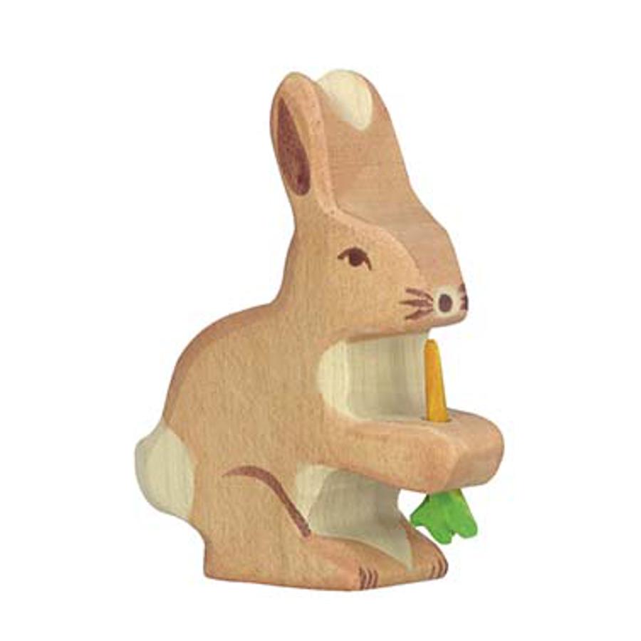 Holztiger Holzfigur Hase mit Karotte von Gollnest & Kiesel KG