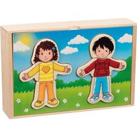 Goki 57475 - Anziehpuppenpuzzle Junge und Mädchen, im Holzkasten von Gollnest & Kiesel KG