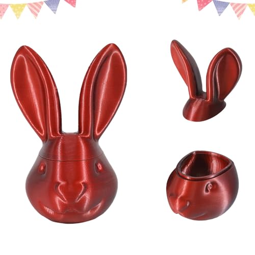 Goloxou 3D Gedruckte Osterhasenohren Eier 3D Gedruckte Tiere Hase als Ostergeschenk Heim und Bürodekoration (Red) von Goloxou