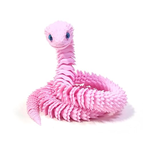 Goloxou 3D Gedruckte Schlange 3D Gedruckte Tiere Schlangenspielzeug Flexibles Bewegliches Gelenk Schlangenzappeln für Erwachsene als Dekoration für das Home Office (Pink) von Goloxou