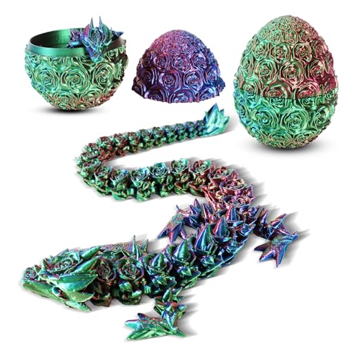 Goloxou 3D-gedruckter Drache 3D-Dracheneier mit Drache im Inneren Kristall-Drachenspielzeug für Erwachsene Voll bewegliche Drachen-Dekoration für Geschenk (BluePP) von Goloxou