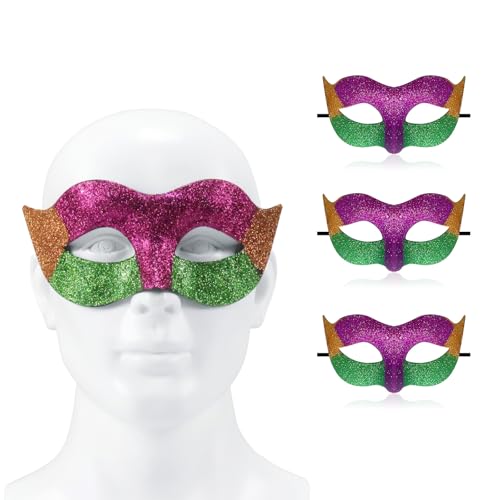 Goloxou 3Pcs Maskerade Maske Mardi Gras Masken Glitter Deluxe Maske für Frauen Männer Karneval Party Cosplay von Goloxou