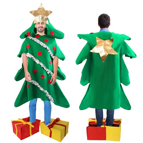 Goloxou Weihnachtsbaum Kostüm Damen Weihnachts Tannenbaum Kostüm Grünes Weihnachtsbaum Kleid für Erwachsene Party Cosplay (Adult) von Goloxou