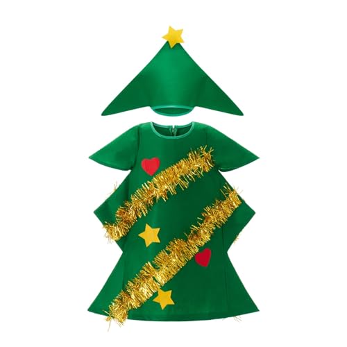 Goloxou Weihnachtsbaum Kostüm Damen Weihnachts Tannenbaum Kostüm Grünes Weihnachtsbaum Kleid für Erwachsene Party Cosplay (B) von Goloxou