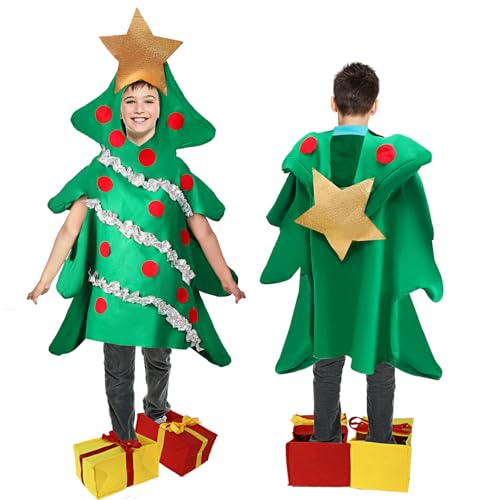 Goloxou Weihnachtsbaum Kostüm Damen Weihnachts Tannenbaum Kostüm Grünes Weihnachtsbaum Kleid für Erwachsene Party Cosplay (Kid) von Goloxou