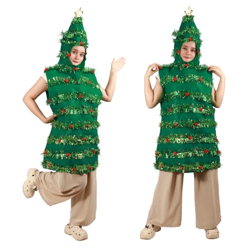 Goloxou Weihnachtsbaum Kostüm Damen Weihnachts Tannenbaum Kostüm Grünes Weihnachtsbaum Kleid für Erwachsene Party Cosplay (A) von Goloxou